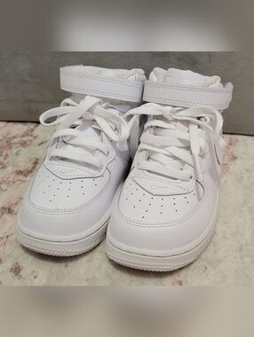 New Nike Air Force 1 Mid LE All White TD - 9C